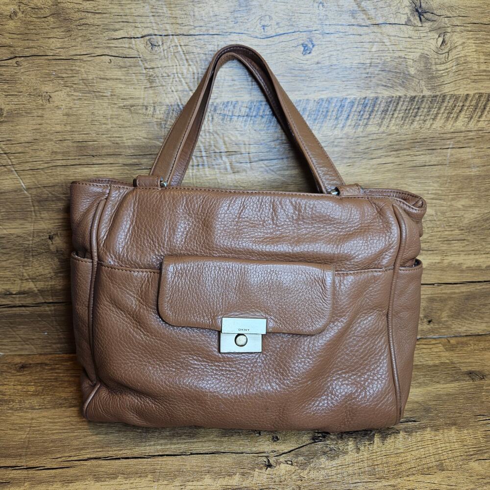 DKNY Donna Karen Brown Tan leather Shoulder bag purse